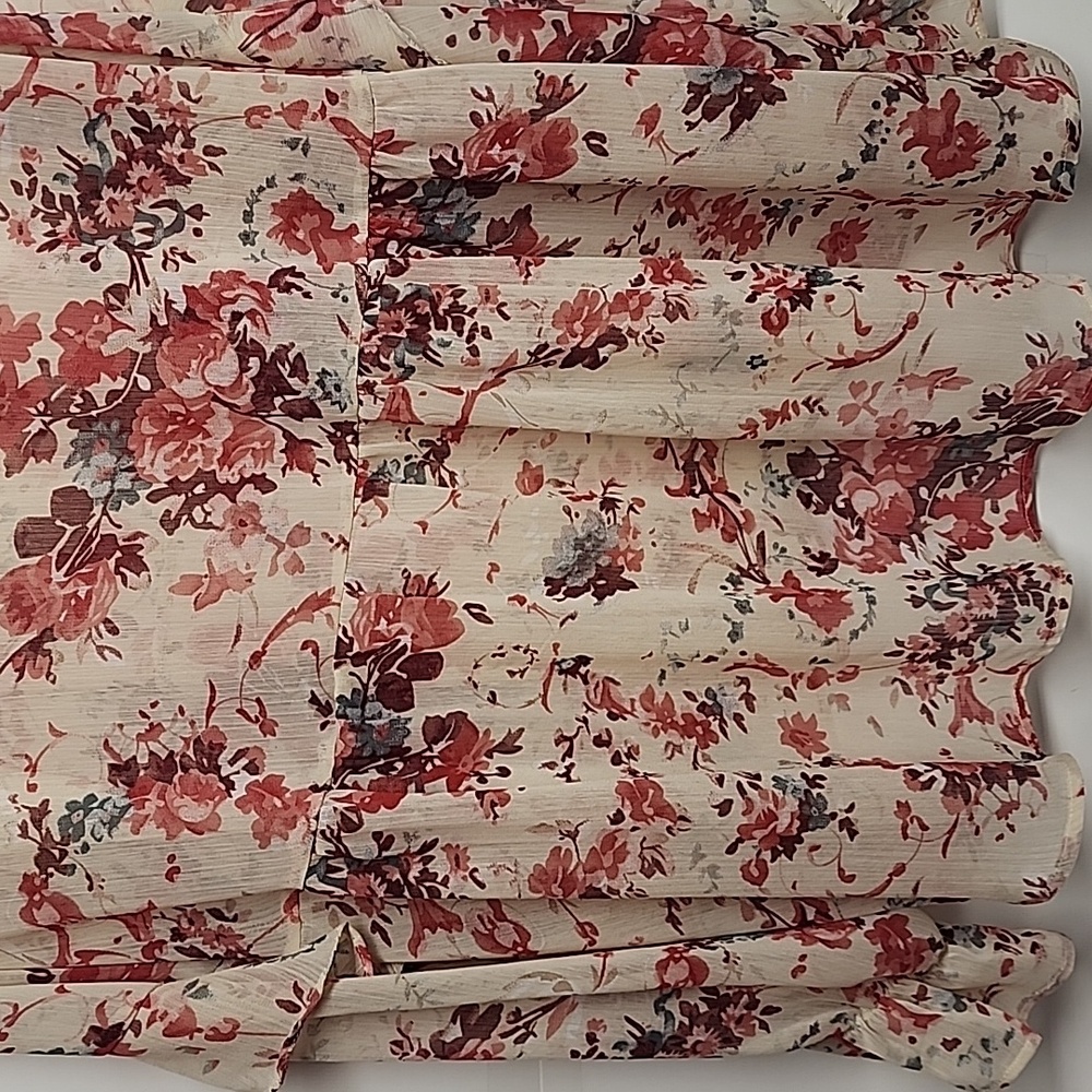 Sundance Floral Sheer Romantic Gardencore Beautiful Blouse Red & Cream Size XXL - Picture 6 of 8